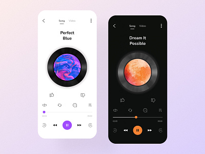 Music Player App Design app application dark design figma flat light mobile mode music musicplayer ui unique ux xd