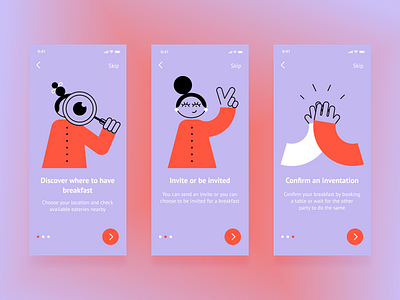 Onboarding screens branding design illustration ui ux