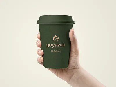 Goyavaa logo / packaging art direction branding coral corporate identity cup deep green graphic design graphiste freelance logo mockup natural organic tea tea