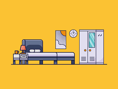 Minimalist Bedroom Illustration art artist bedroom design digital artist dribbble flat graphic design illustration need space room space vector