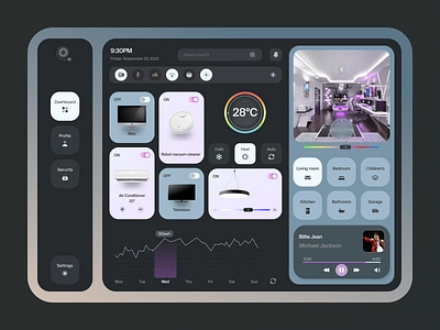 Smart Home App Concept assistant clean dashboard design device home home automation home screen house internet of things iot material minimalistic remote control smart device smart house smarthome ui ux web app