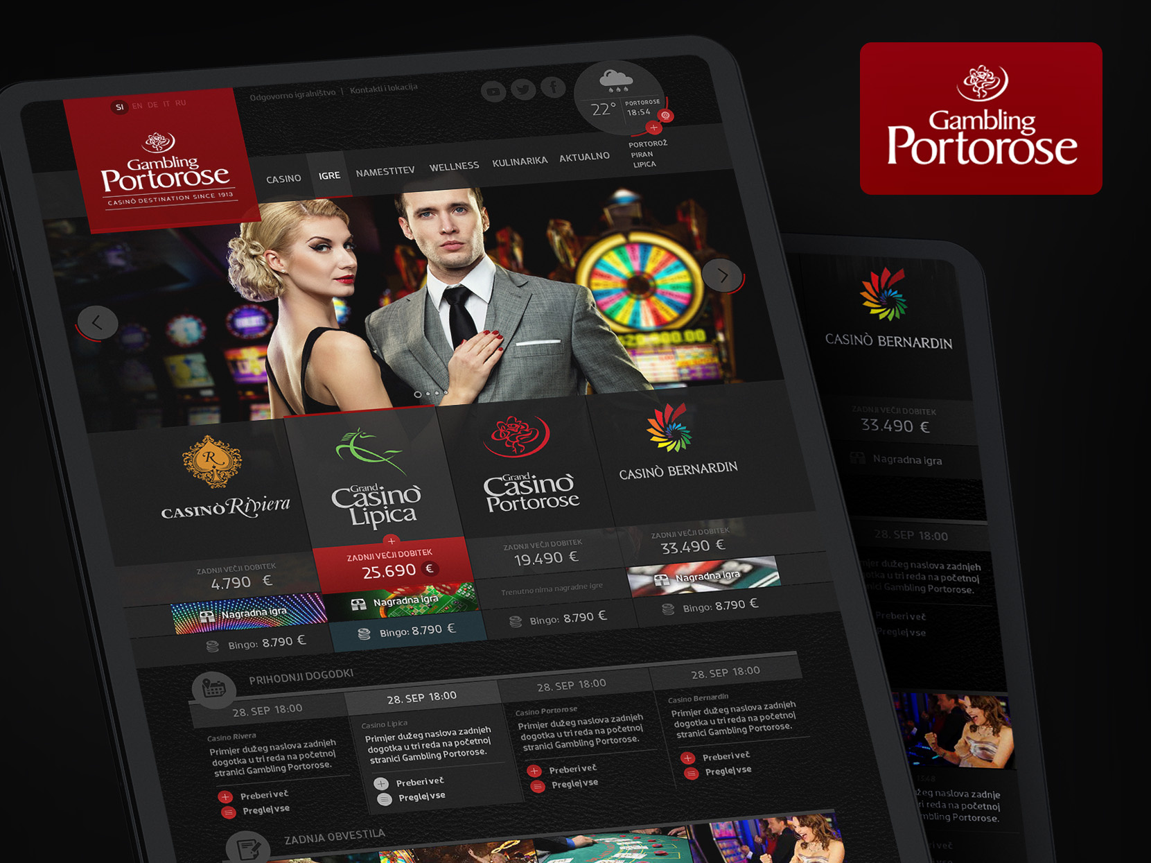 Gambling Portorose Website design casino design gambling gambling app mihael.net responsive ui
