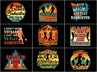 Badminton t-shirt design bundle 2 badminton badminton lover badminton tshirt design badminton typography branding design fashion graphic design illustration madminton t shirt design sports t shirt t shirt design t shirt designer tee tees tshirt design typography vector