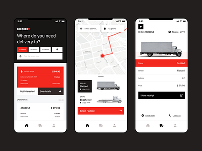 Breaker19 - Truck Delivery app ui