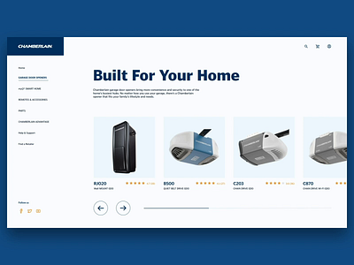 Carousel and Product Page animation carousel design desktop full page garage parallax product slider smarthome ux website