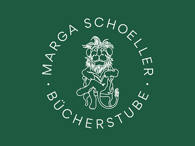 Marga Schoeller Bücherstube Logo Design berlin bookstore branding corporate design design emblem flat design graphic design illustration illustrator lion logo logo design marga schoeller reading round stamp vector