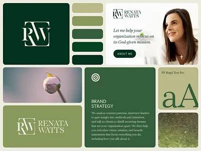 Renata Watts bloom brand identity branding forest green logo logo design monogram