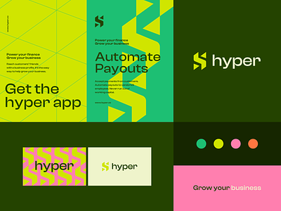 Hyper - Visual identity system abstract bold branding clever data digital fast finance fintech h letter logo modern payment progress stylish technology vibrant wallet young