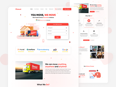 Furniture Moving Business Landing page branding desktop design graphic design ui uiux web design