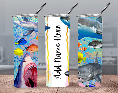 Digital Sharks 20oz and 30oz Straight Skinny Tumbler Design ocean