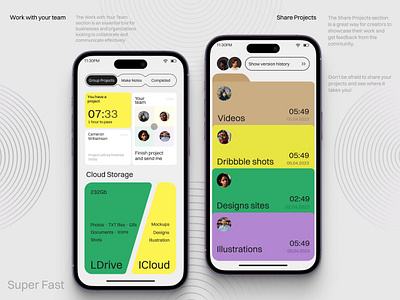 Smart Teamwork & Storage App app interface business app cloud storage creative workflow data management digital workspace file sharing interactive ux mobile app project management remote work smart teamwork task management team collaboration ui components ui design ux design ux ui work organization workflow