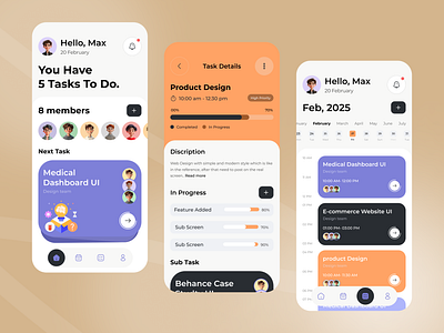 Task Management App android app design app ui application design ios iphone management management app mobile mobile app mobile app design mobile applications design modern ui task management taskflow teamwork management time management ui uiux