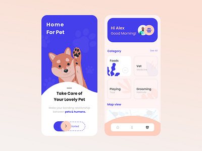 Pet Care Service Mobile App animal health app design app interface grooming service interactive ux mobile app modern app per service pet pet adoption pet care pet services service platform smart pet ui design user experience user friendly ux design ux ui vet booking