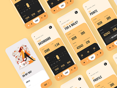 Walk App calendar dashboard interface join us login profile run run app runner runner app stats steps timer ui design walk walk app walking