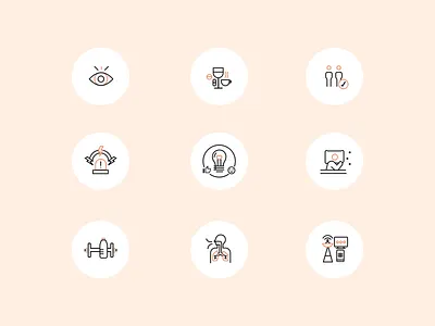 Health & Wellness icon set drugs fitness health icon sleep telemedecine vector wellness