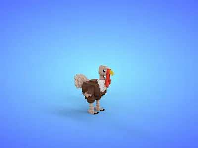 Voxel Farm Animals - Turkey - Game Asset 3d 3d model bird cartoon chicken fantasy game asset isometric low poly lowpoly stylized turkey voxedit voxel voxel art voxels