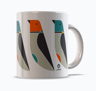 Retro Modern Bird Pattern birds cartoon birds cartoon modern coffee mug design colorful design cute bird flat graphics merch design merch graphics pattern design retro retro modern vintage aesthetic