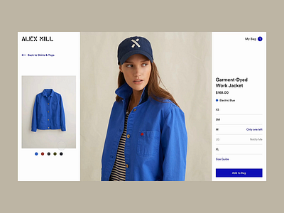 Alex Mill - Product Page animation app clean concept ecommerce fashion hover interaction minimal prd principle product product page shop store transition ui ux web