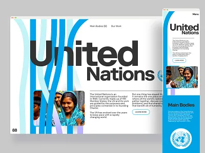United Nations Exploration aid david ofiare desktop landing landing page layout mobile non profit organisation responsive responsive design un united nations united states web design web layout
