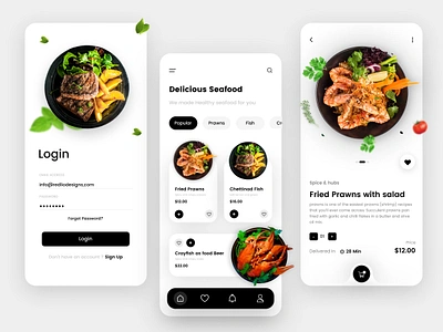 Delicious-Seafood-App app screen design application crayfish design figma food foodapp fooddelivery illustration mobileapp prawns restaurants ui uidesign ux