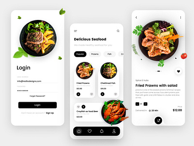 Delicious-Seafood-App app screen design application crayfish design figma food foodapp fooddelivery illustration mobileapp prawns restaurants ui uidesign ux