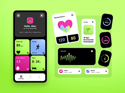 UI Elements | Health and Fitness app animated animation apple watch design desire agency elements fitness graphic design health motion motion design motion graphics smart watch sport sports ui ui elements user interface watch os wellness