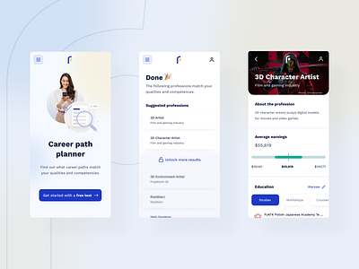 Career path planner - mobile app UI/UX app figma film gaming job minimal mobile planner ui ux