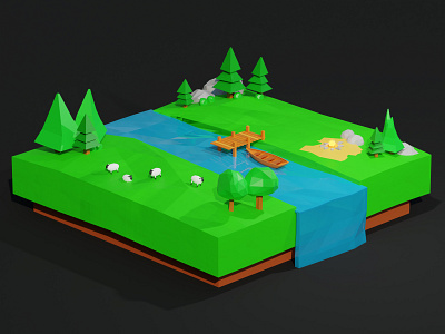 Lowpoly #1 3d abstract app branding design game illustration logo lowpoly render sheep typography ui ux vector woods