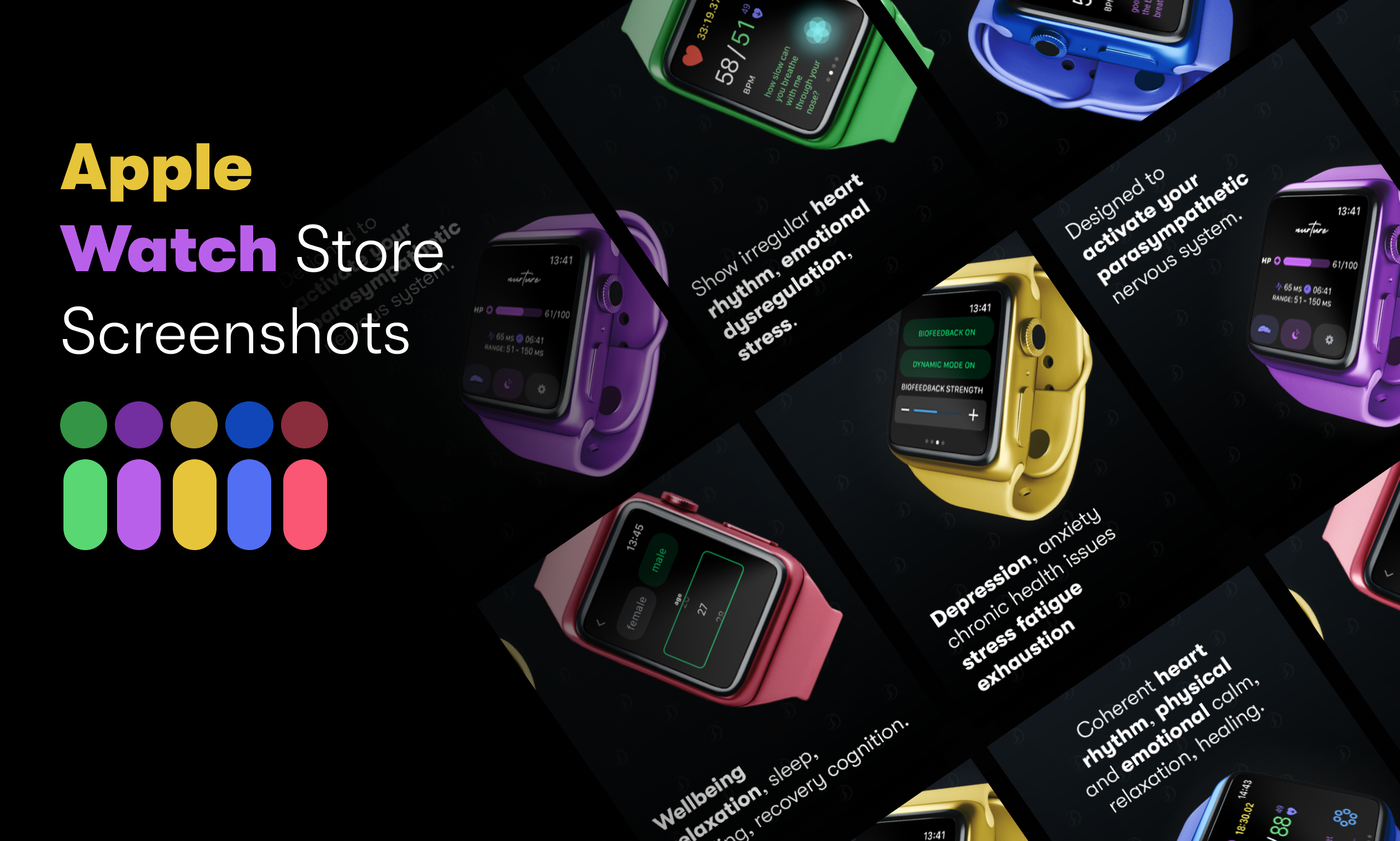 Apple Watch - App Store Screenshots 3d animation appstore branding motion graphics playstore science screenshots store ui watch