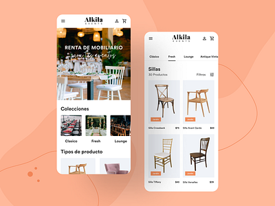 Renta de mobiliario para eventos ecommerce eventos experience design forniture redisign renta de mobiliario ui ux
