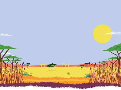 Savannah landscape draw illustration ilustración matrushka mx vector