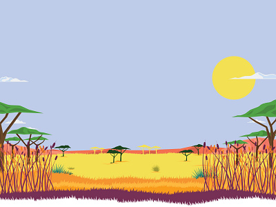 Savannah landscape draw illustration ilustración matrushka mx vector
