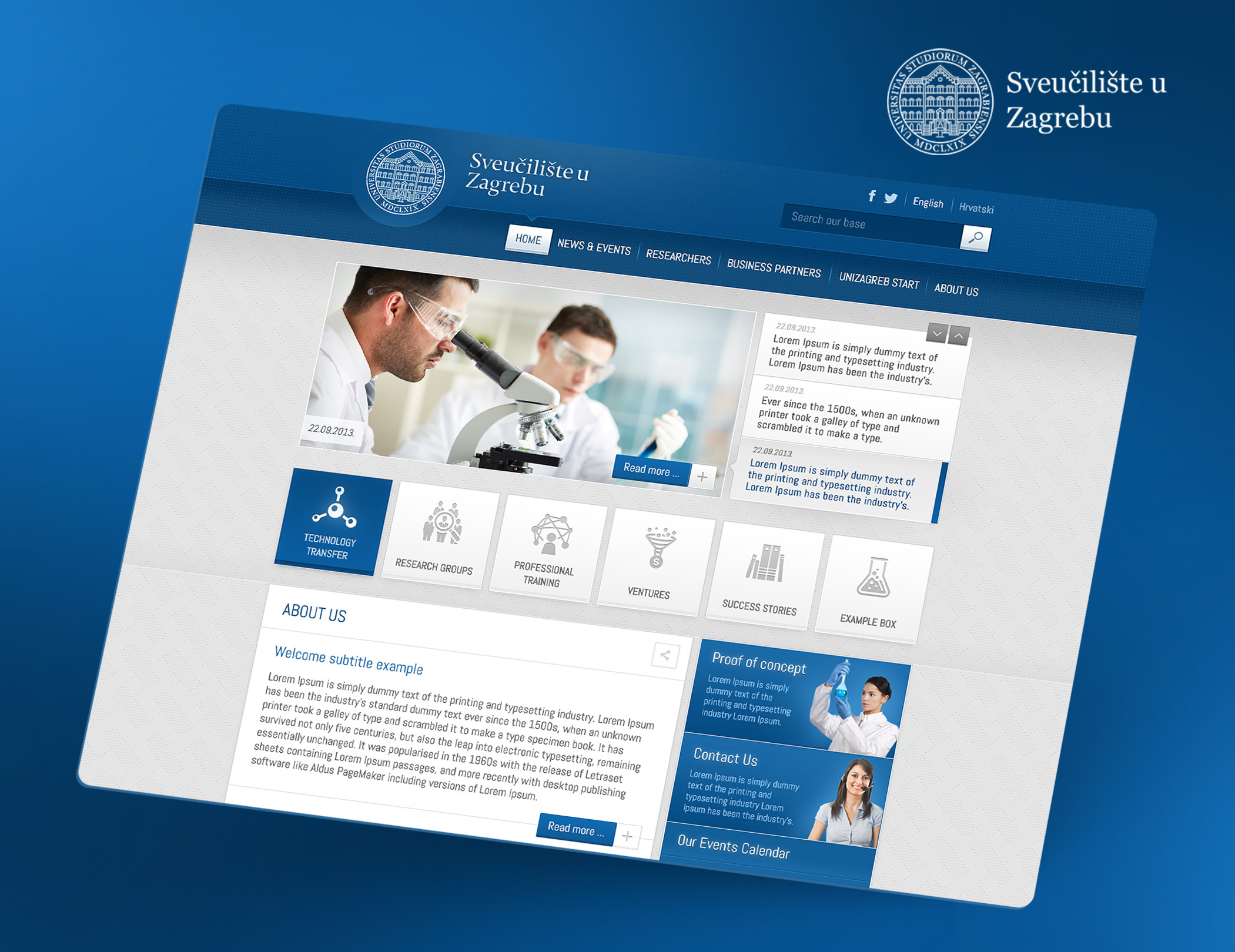 Zagreb University Website design mihael.net responsive ui university web design