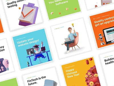 mintyfusion Studios - Rebranding Our Social Media Presence 3d 3d clay branding clay design ui ux