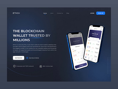 Cryptocurrency Wallet Landing Page after effects animation bitcoin blockchain crypto cryptocurrency currency design ethereum exchange finance home page invest landing page money trading ui wallet web website