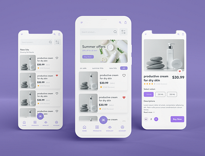 Product screens flow- Skin Care UI&UX Design app beauty design home homescreens skin skincare ui userexperience ux