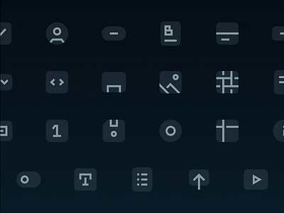 Subtle UI Icons - Dark Mode Hover Effects blog card code footer glow gradient grid hover icon image install list loop number radio button subtle ui upload user profile video