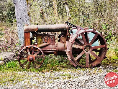 A rusty antique tractor in Preston, Washington adobe photoshop antique farm iphone old photography retro rust rusty tractor