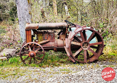 A rusty antique tractor in Preston, Washington adobe photoshop antique farm iphone old photography retro rust rusty tractor