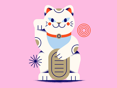 GoDaddy AAPI Graphic Pack: Lucky Cat aapi abstract animal asian blue cat coin design flat geometric icon illustration lucky minimal money pink simple texture vector