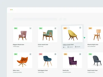 Product cards app backoffice branding card check design grid hover image list minimalist preview product tags thumbnail ui ux web