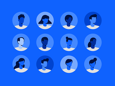 character heads 2d busts character characters design hair head heads icons illustration man bun people profile profile icon style