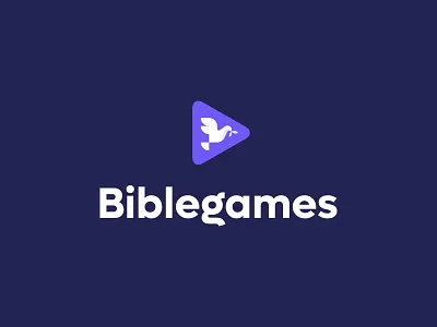 Biblegames - Logo Design bible biblegames bird logo brand design design dove dove logo game game logo gaming logo illustration logo logo design logos play button play button logo purple gradient purple gradient logo purple logo ui