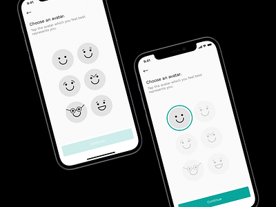 Profile - Emoji Selection account app app design avatar emoji emojis face feedback goals interface ios light minimal mobile profile radio smile stickers ui white