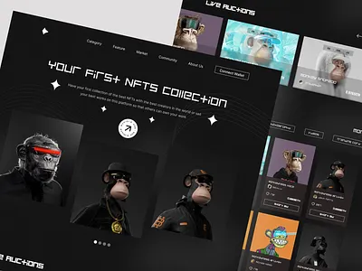 NFT Website art bitcoin clean crypto cryptoart cryptocurrency dark design digitalart graphic landing page metaverse nft nftart nftcollector nfts ui ux design web design website