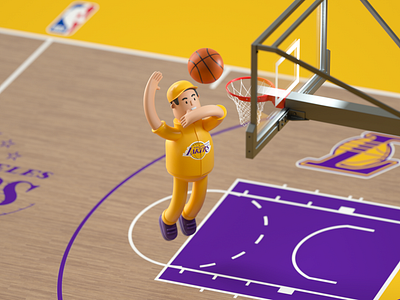 The Lake Show 3d 3d character 3d illustration basketball c4d character dribbble la lakers lakers octane