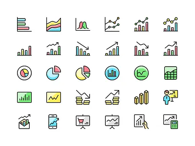 Color Business Icons business color design flat graphic design icon set icons illustration illustrator minimal streamlinehq ui vector
