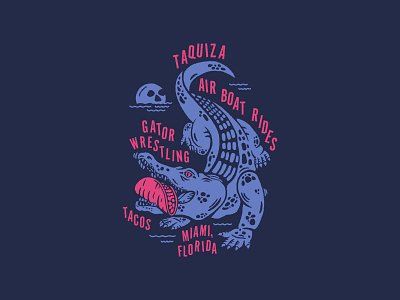 Taquiza Tacos T-Shirt Illustration alligator florida gator illustration miami noah levy pink procreate purple taco tacos