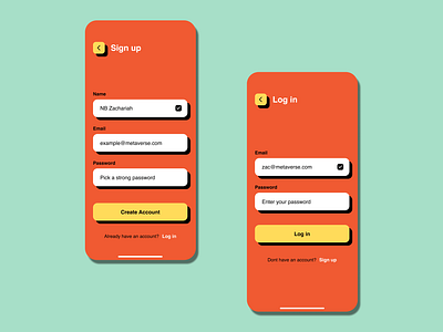 #038 NeuBrutalism Theme [Sign up & Log in Pages - Mobile UI] 2022 app branding daily ui design design trend illustration login logo neubrutalism sign up typography ui ux vector