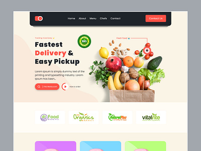 Food Recipe - landing Page Design best landing page delivery app design food food and drink food app food illustration food landing page food landing page design hero landing page landing pages new website popular popular website resturent ui uiux web design website